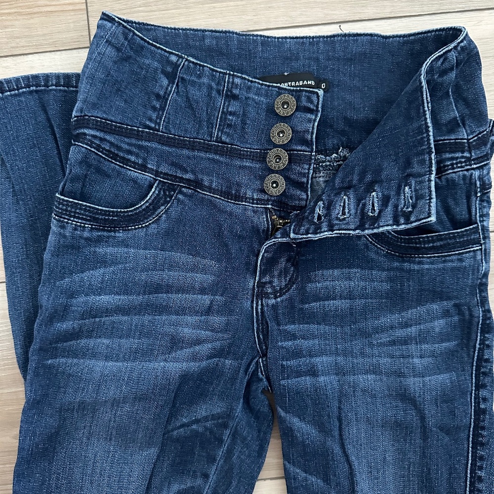 High Waisted Medium/Dark Blue Skinny Jeans